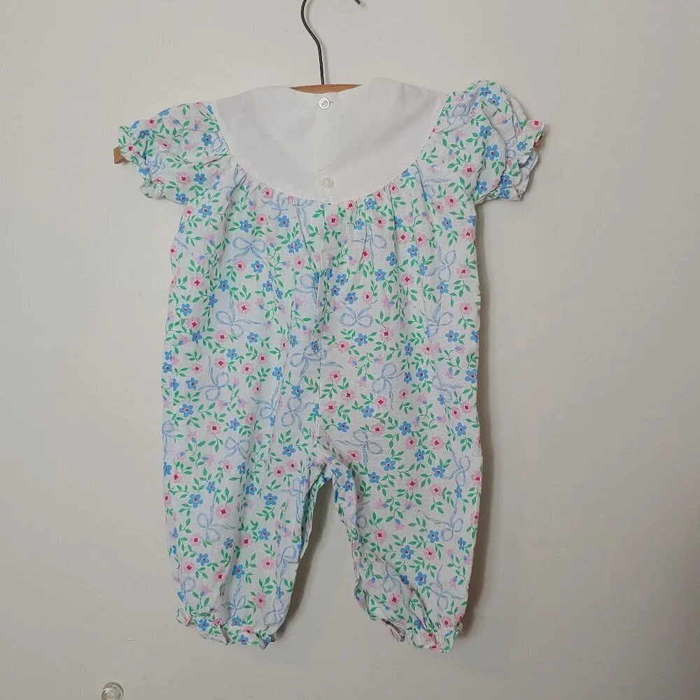 Vintage Baby One‎ Piece Overall Yoke Front Floral Print MIC MAC DISTRIBUTORS INC